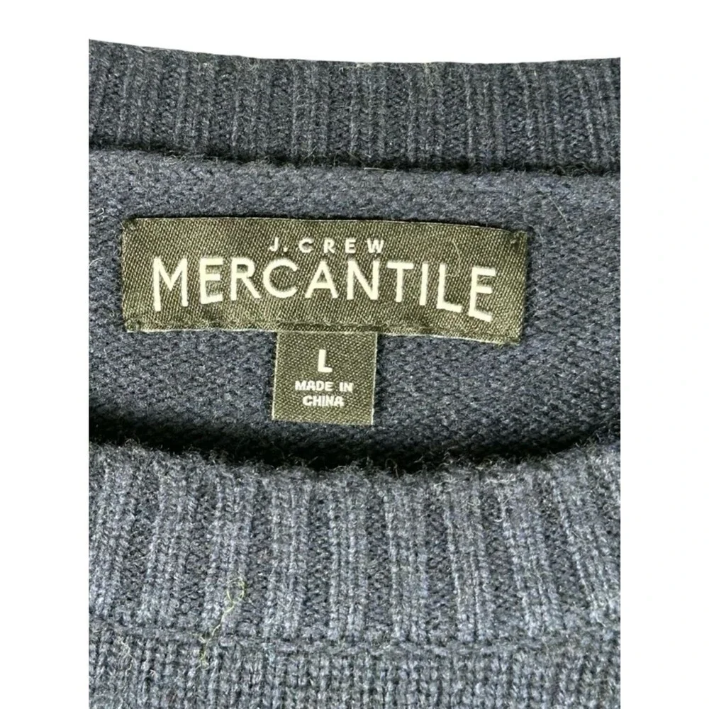 J. Crew Mercantile Lambswool Crewneck Pullover Sweater Navy Blue Mens Size Large